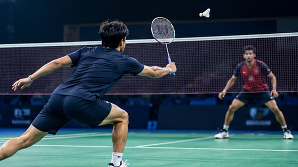 Badminton court action